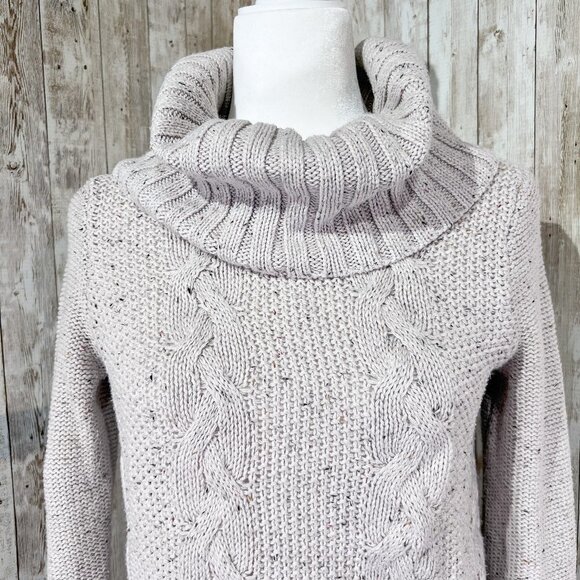 Women's Old Navy Long Sleeve Sweater | Cream | Cowl Neck | Small | Cable Knit - Picture 5 of 16